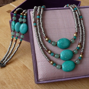 3 Strand Coin Jewellery - Turquoise, £44